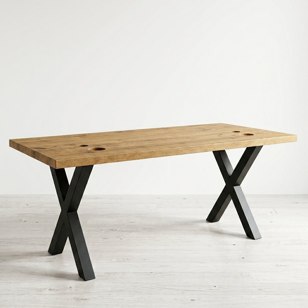 Tweedehands Tafel – 300×100 cm – Bruin/Zwart - Afbeelding 3