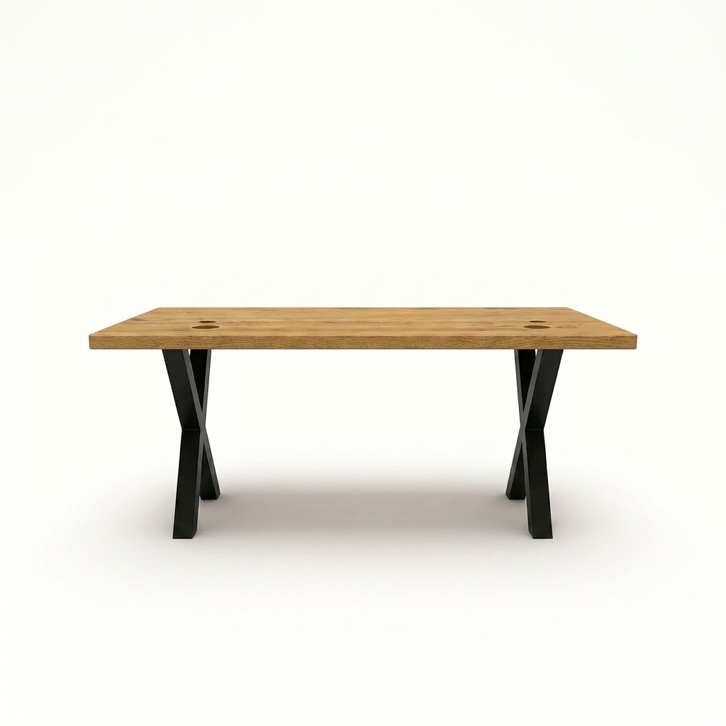Tweedehands Tafel – 300×100 cm – Bruin/Zwart