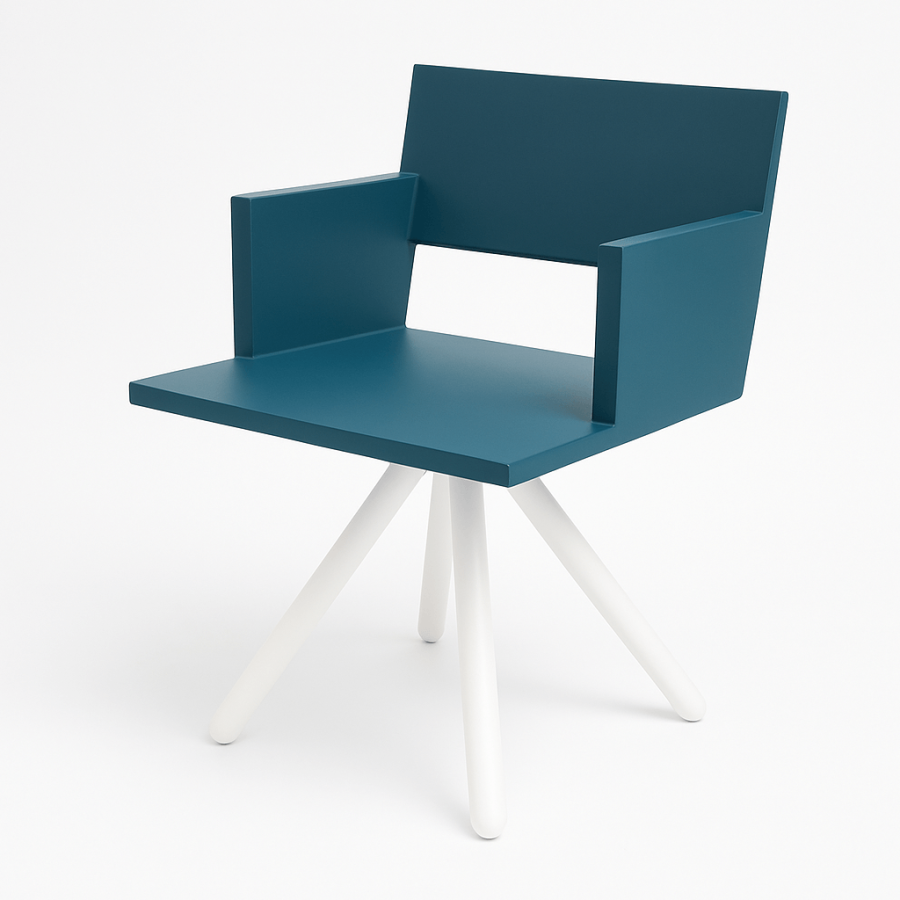 Tweedehands Jesse Visser L.A.F. Oblique Chair – Blauw, Rubber en Staal