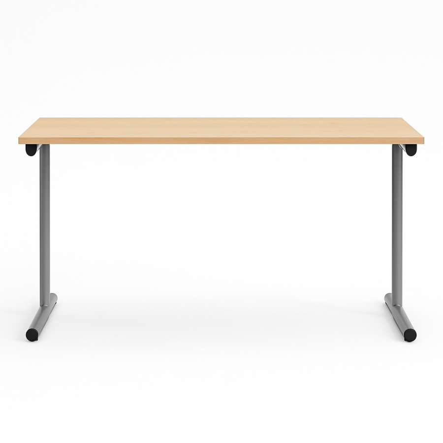 Tweedehands Schooltafel – Beuken blad / Grijs T-frame 120x50 cm