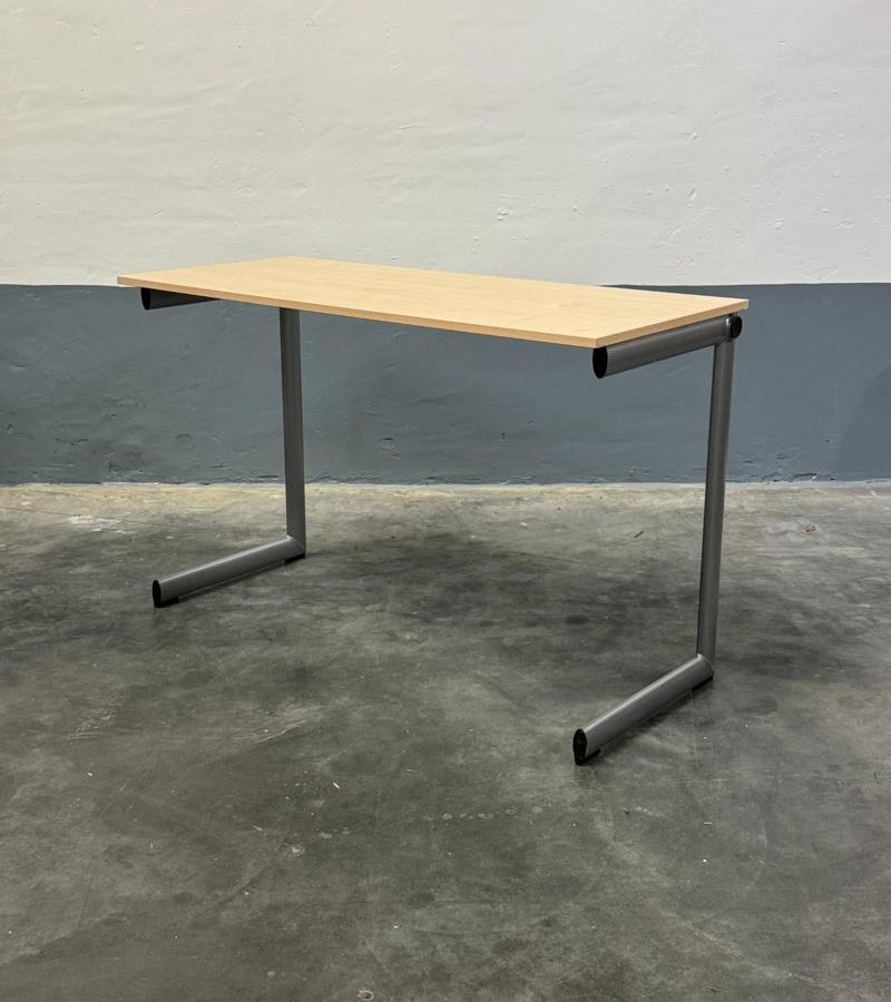 Tweedehands Schooltafel – Beuken blad / Grijs T-frame 120x50 cm - Afbeelding 3