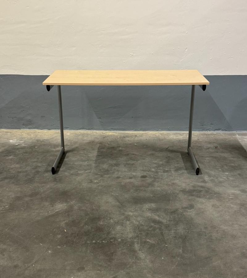 Tweedehands Schooltafel – Beuken blad / Grijs T-frame 120x50 cm - Afbeelding 2