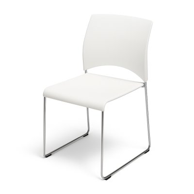 Tweedehands Sting kantinestoel wit met metalen frame