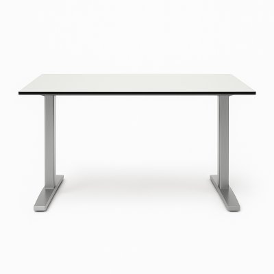 Tweedehands Volkern bureau 120x80 met metalen frame en volkern blad