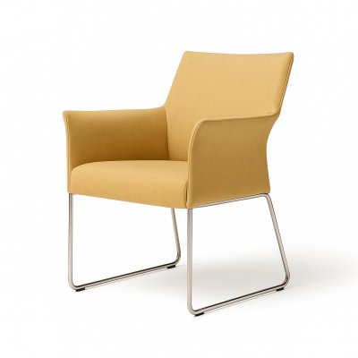 Tweedehands Lensen fauteuil zorg beige met metalen sledeframe