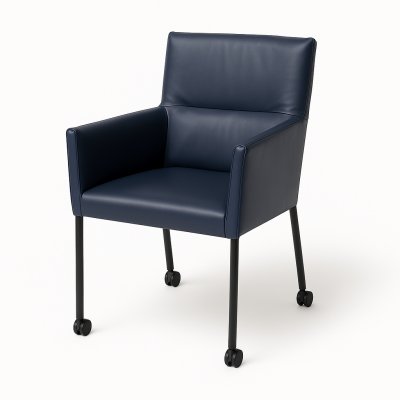 Tweedehands Schatkamer fauteuil blauw met wieltjes