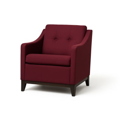 Tweedehands Satelliet fauteuil donkerpaars met houten poten