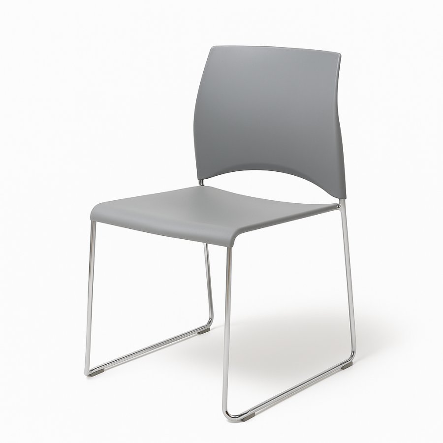 Tweedehands Sting kantinestoel grijs met metalen frame