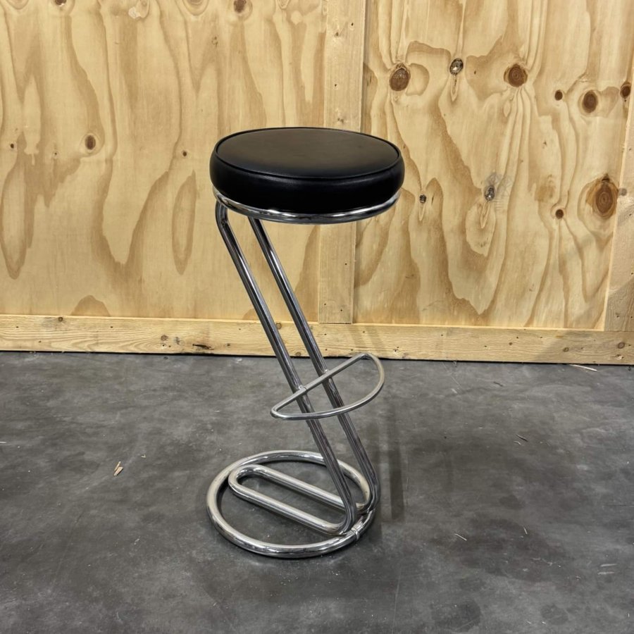 Tweedehands Schatkamer design kruk – chroom & zwart - Afbeelding 2