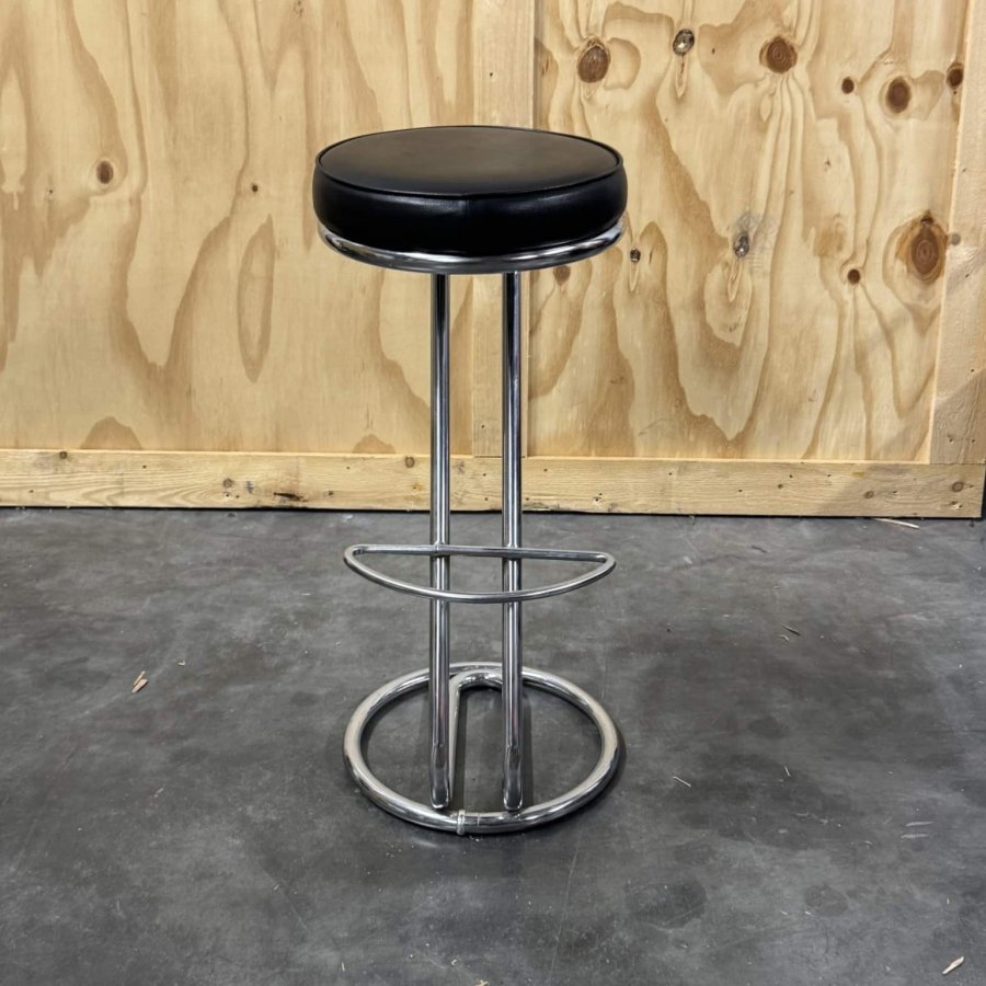 Tweedehands Schatkamer design kruk – chroom & zwart - Afbeelding 4