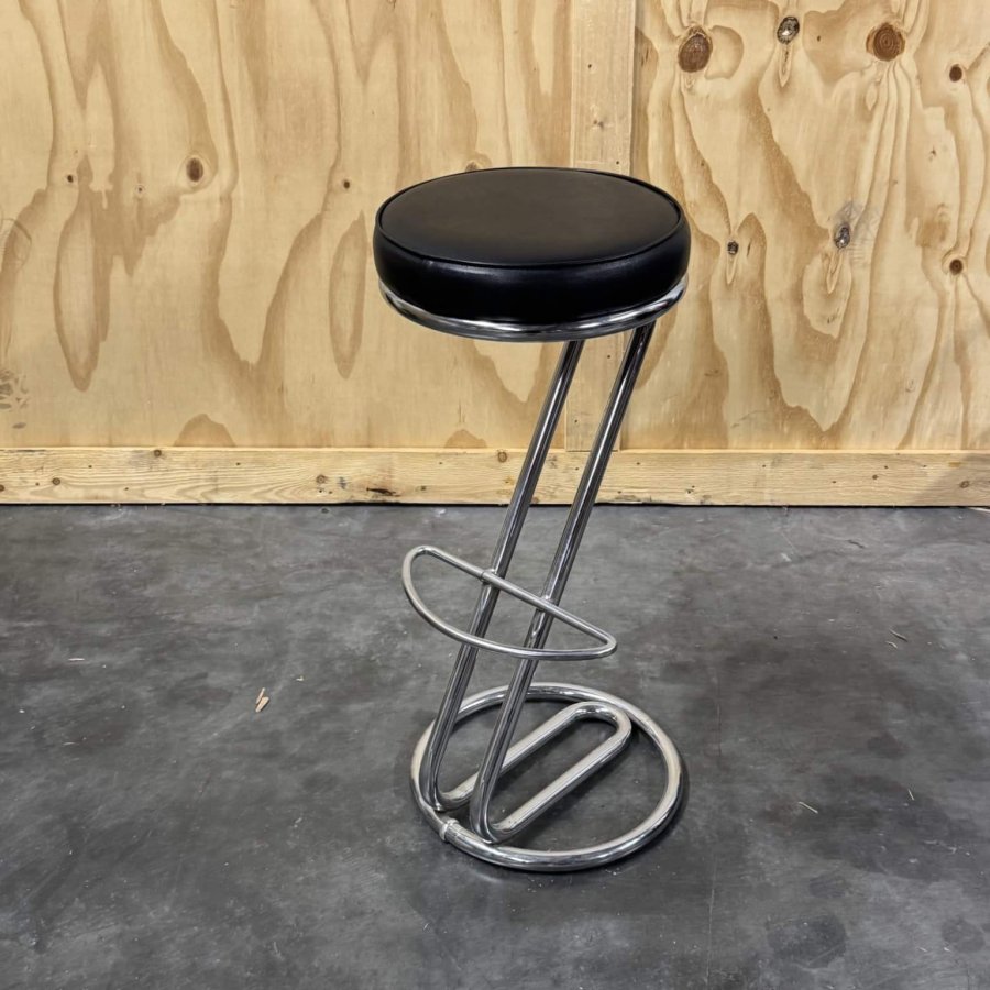 Tweedehands Schatkamer design kruk – chroom & zwart - Afbeelding 3