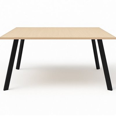 Tweedehands Junto Straight tafel 220x160 met zwart metalen frame en houten blad