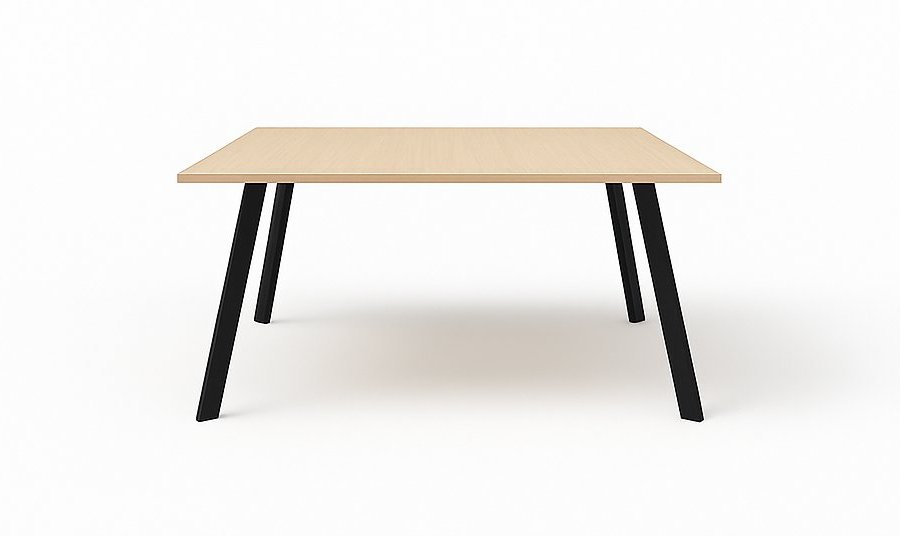 Tweedehands Junto Straight tafel 220x160 met zwart metalen frame en houten blad