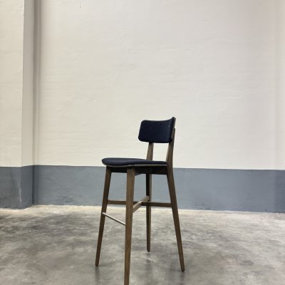 Tweedehands Barkruk – 80 cm – PMP – Blauw/Eiken