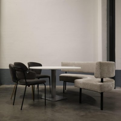 Tweedehands Lounge Set - PMP Halfronde Bank, Stoelen & Tafel - Grijs