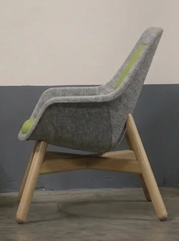 Tweedehands Fauteuil - pet Felt - Vepa - Grijs/Groen - Afbeelding 3