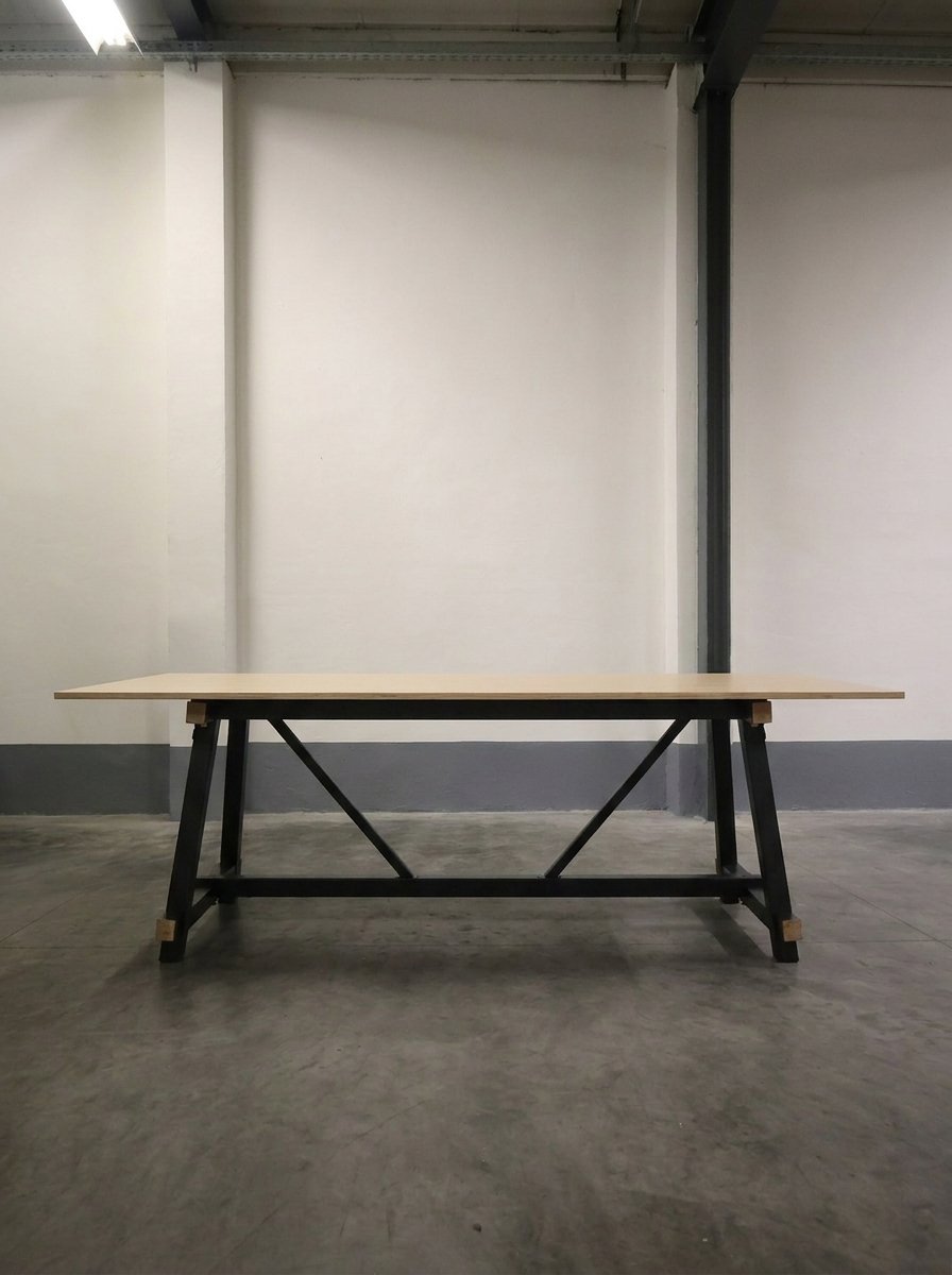 Tweedehands vergadertafel – 280 x 120 cm – Vepa Timber – Licht Eiken/Zwart