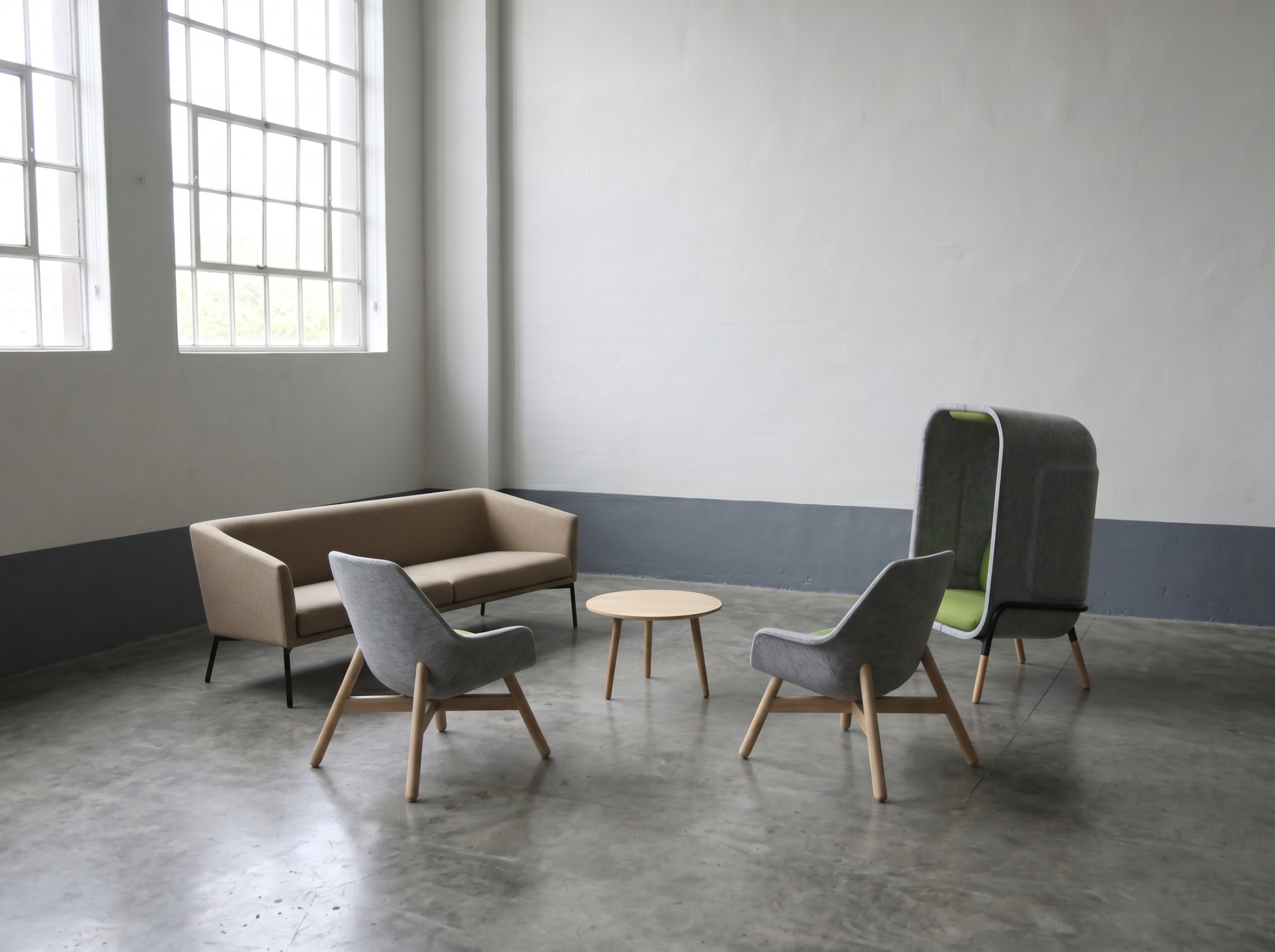 Tweedehands Lounge Set - Vepa / De Vorm - Grijs/Groen/Beige